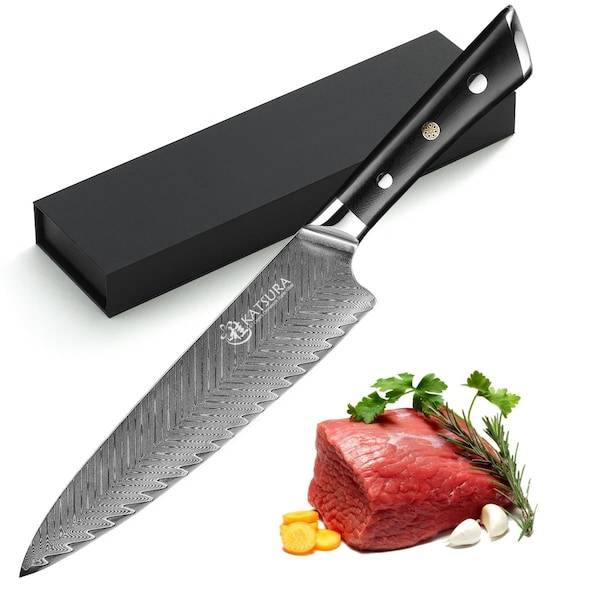 Katsura Cutlery 8 in. Thunder-X Series 50 mm Ultra-Wide Blade Damascus Gyuto Chef Knife CKTD20G - main